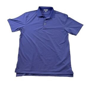 Peter Millar Polo Shirt Men's L‎ Purple Stripe Performance Golf Short Sleeve